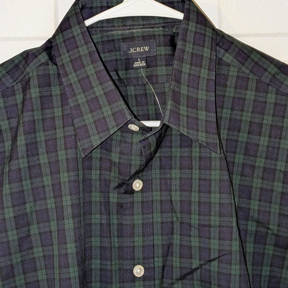 J.Crew Mens Slim Fit‎ Black Watch Plaid Button Down Shirt  Large NWOT $98